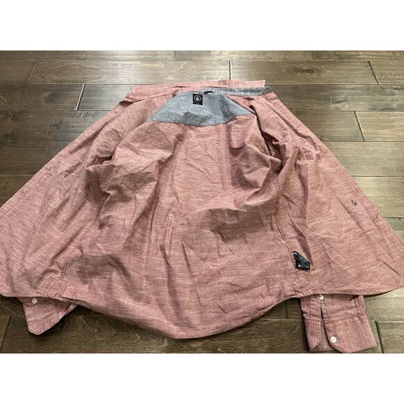 Volcom Classic Fit Mens Red Button Down Pocket Long Sleeve Shirt Size XL - Picture 5 of 9